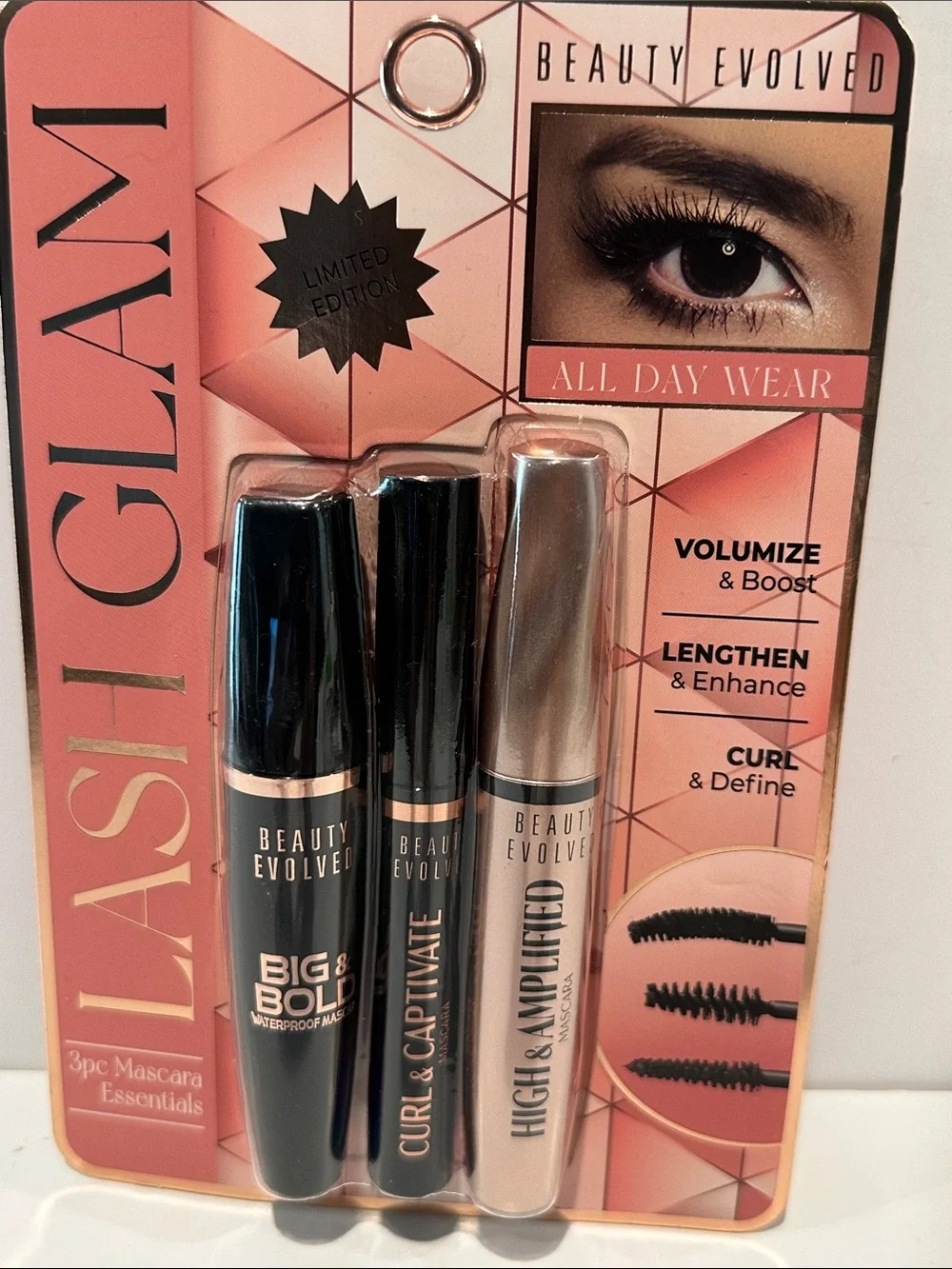 NWT Beauty Evolved All Day Wear (3) Set Bold Black Mascaras.